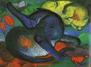 Franz Marc Two Cats, Blue and Yellow painting